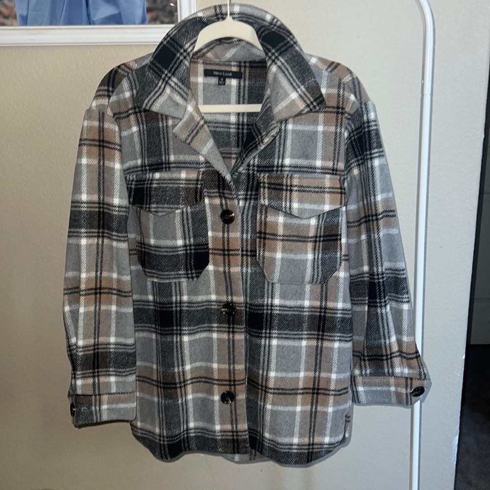 New Look Blue/Gray Flannel Shacket